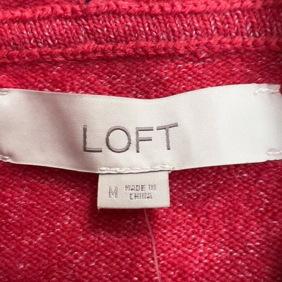 COPY - Loft Women's Wool Blend Long Sleeve Hoodie Red Sweater Size M NWT - Picture 5 of 7